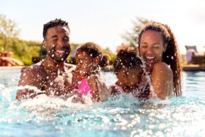 How do you design a family-friendly swimming pool